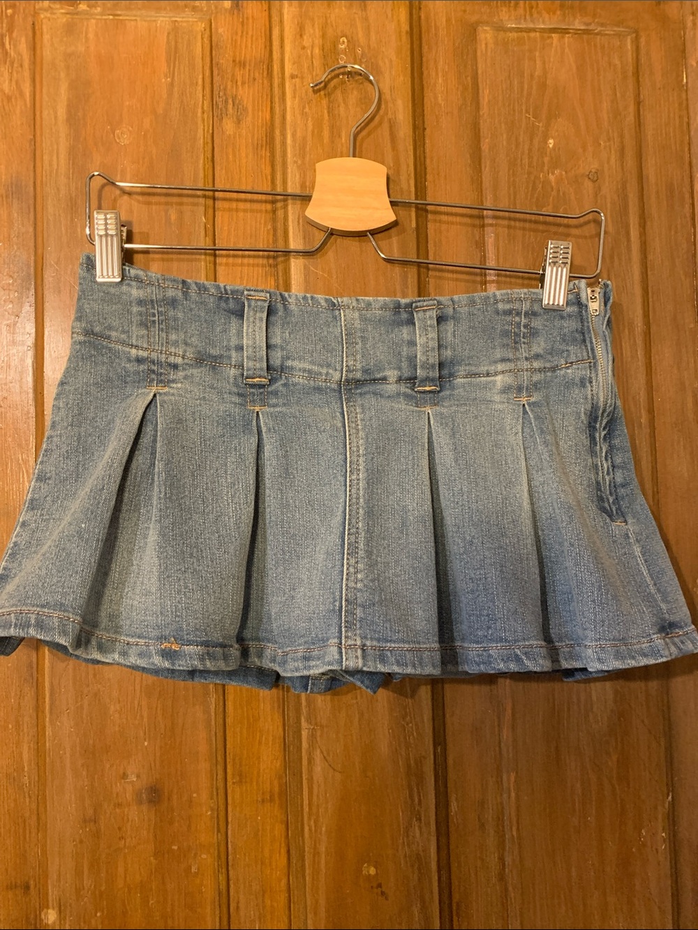 Almost Famous Pleated Denim Mini-Skort